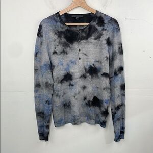 John Varvatos William Regular Fit Tie Dye Henley Sweater size Small Men’s